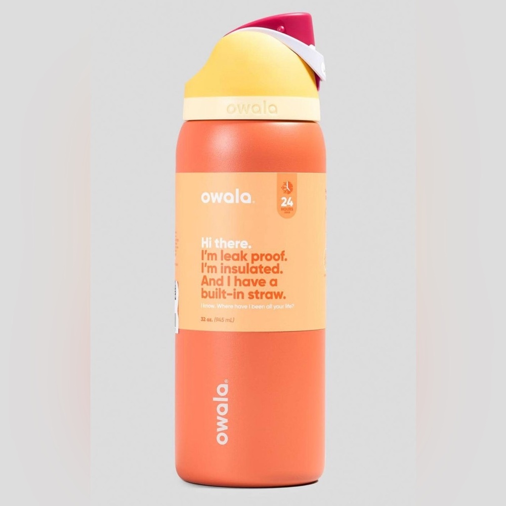 Owala free sip Orange Water Bottle 32oz leak-proof tumbler sports